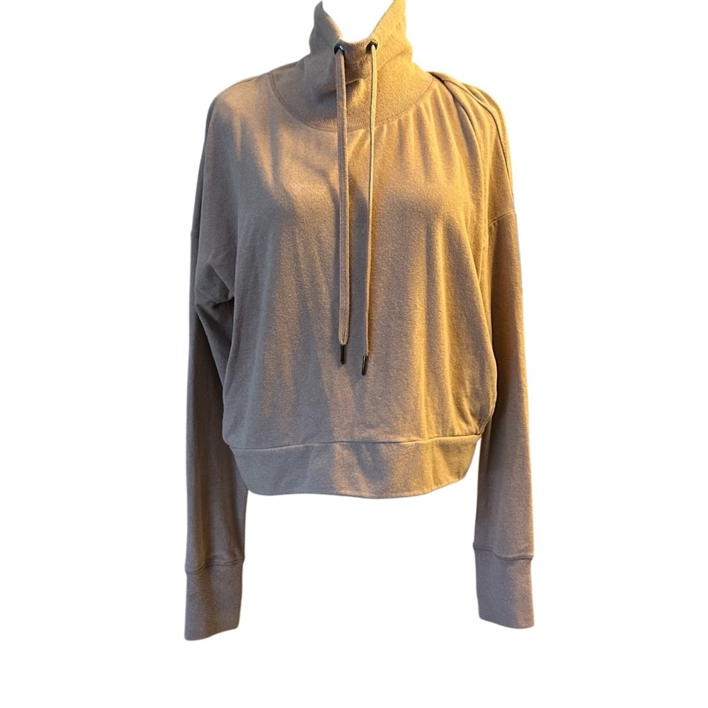 Sweaty Betty taupe Cropped Sweatshirt Medium Yoga Workout Gym Lounge - Picture 2 of 9